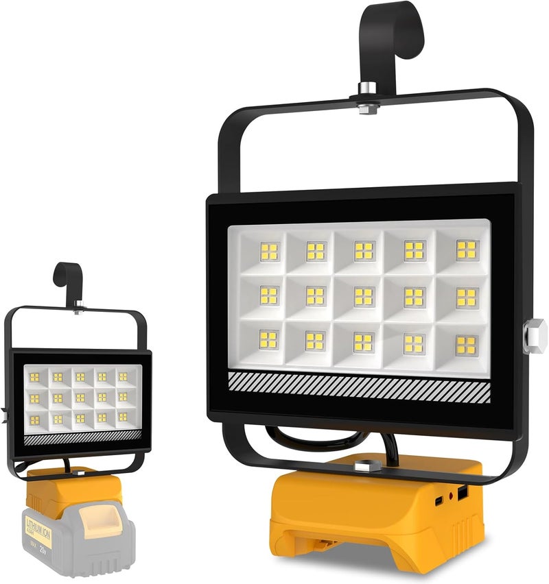 T-SUN 60W Battery Work Light,Cordless LED Light for Dewalt 18V/20V Battery,with USB & Type C Charging Port, Portable Work Light for Workshop, Emergency and Job Site - Image 1